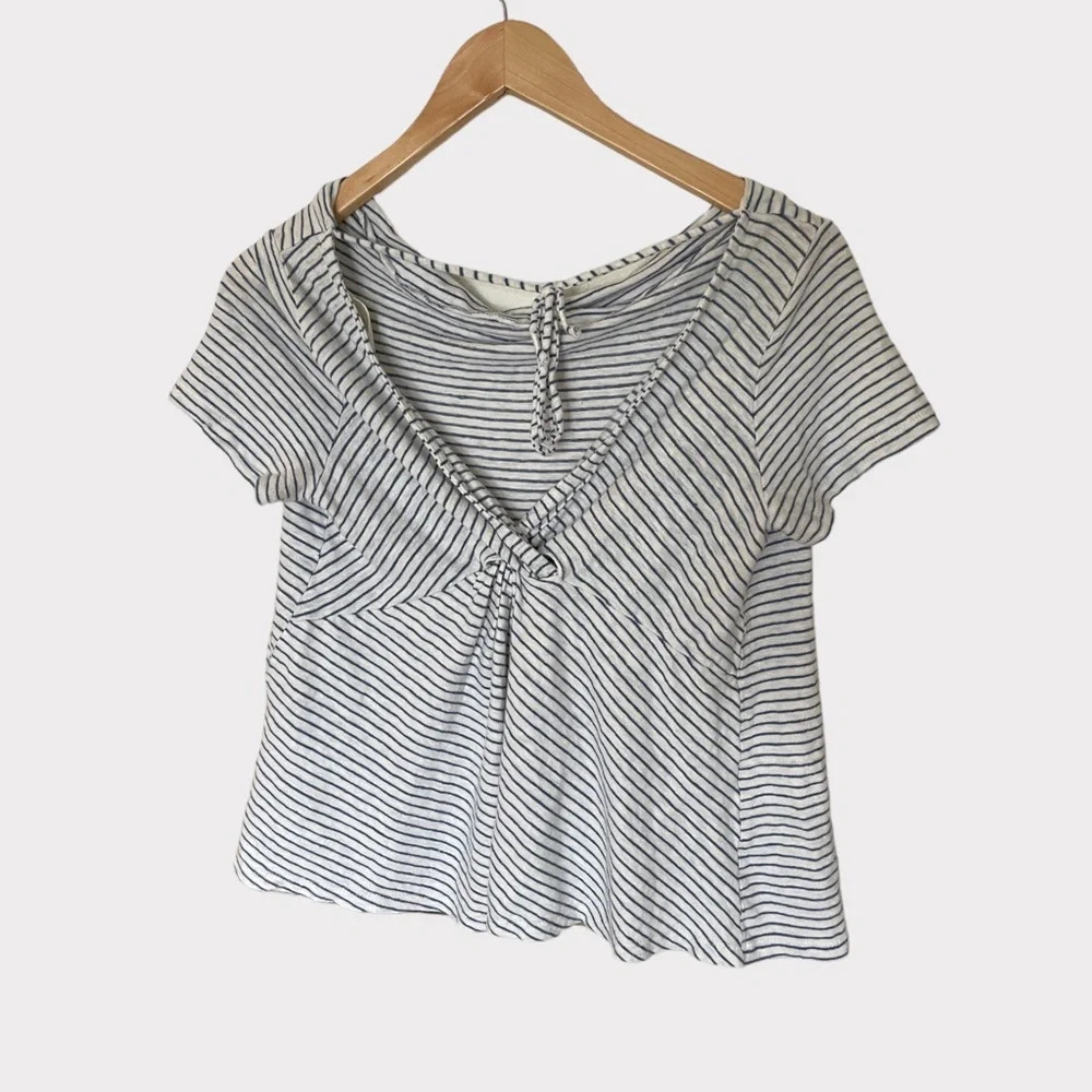 Anthropologie Maeve white and blue striped linen shirt size small - Picture 5 of 6